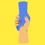 hand holding a blue object against a yellow background representing strength and balance with 8 principles of design