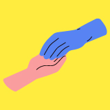 two hands reaching out for support on a bright yellow background symbolizing connection and community with emphasis on 12 ways to help