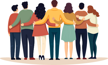 group of diverse people standing together with arms around each other showcasing unity and friendship with emphasis on nine relationships and connections